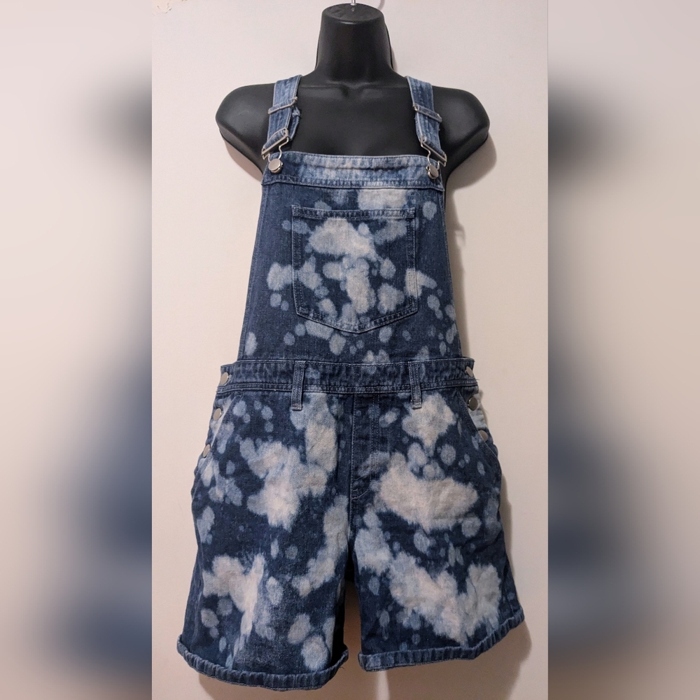 Bleach Tie-Dyed Denim Overalls